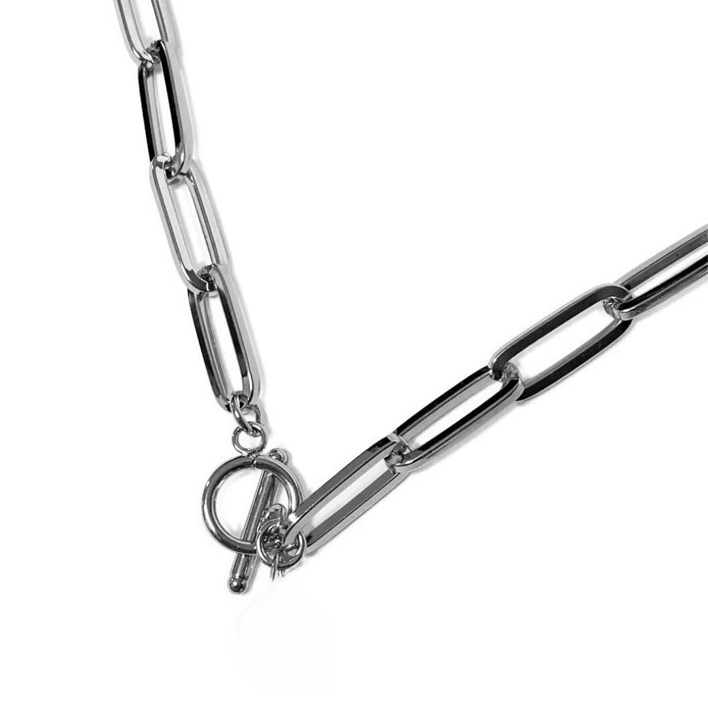 STEEL ME WIDE LINK PAPERCLIP CHAIN NECKLACE