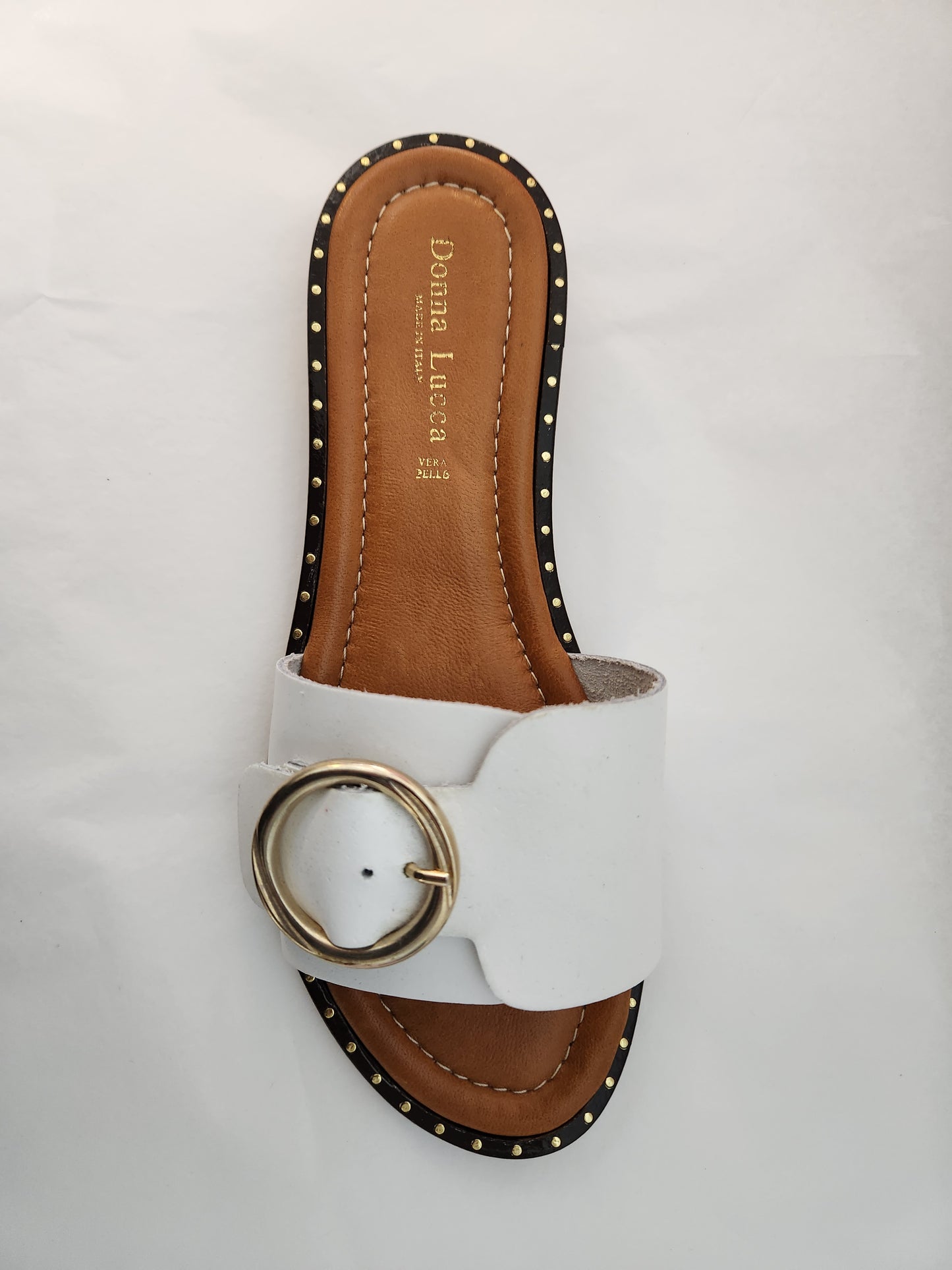 Donna Lucca White leather Slide