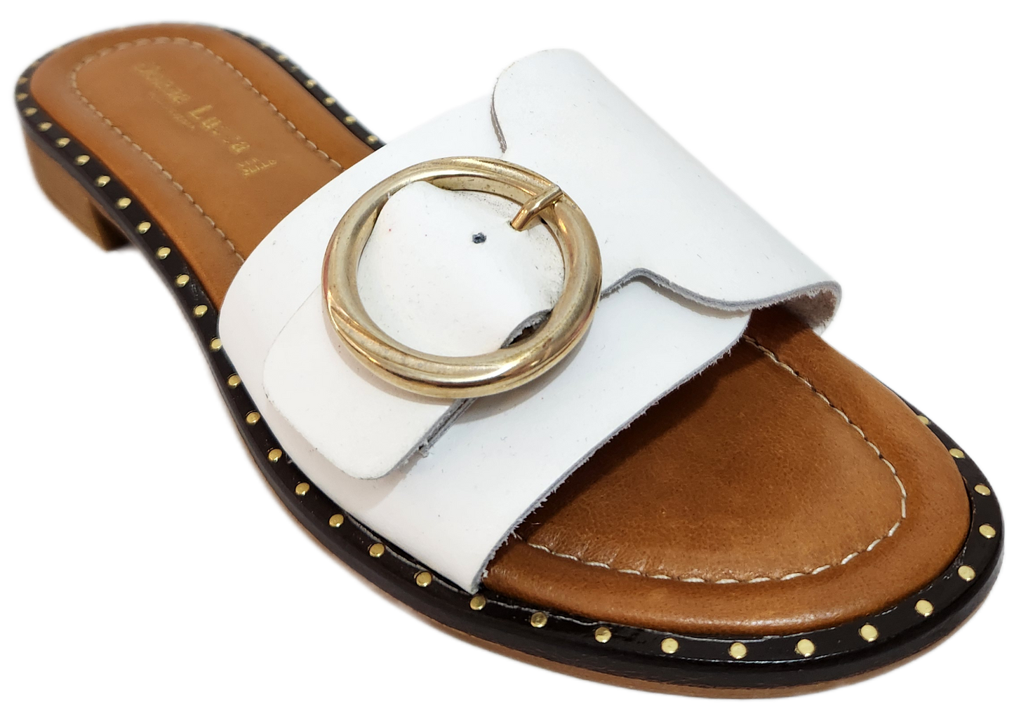 Donna Lucca White leather Slide