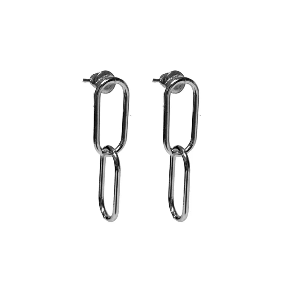 STEEL ME SILVER PAPERCLIP CHAIN EARRINGS