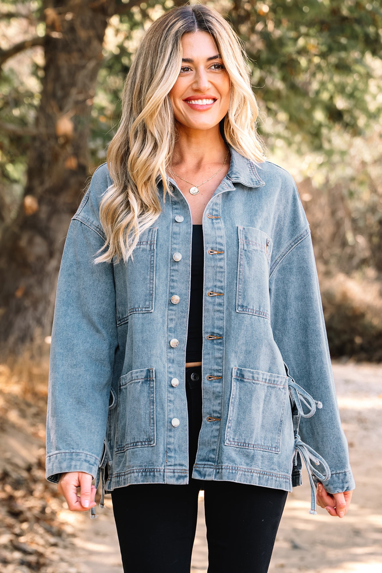 Frankie Side Tie Light Denim Jacket
