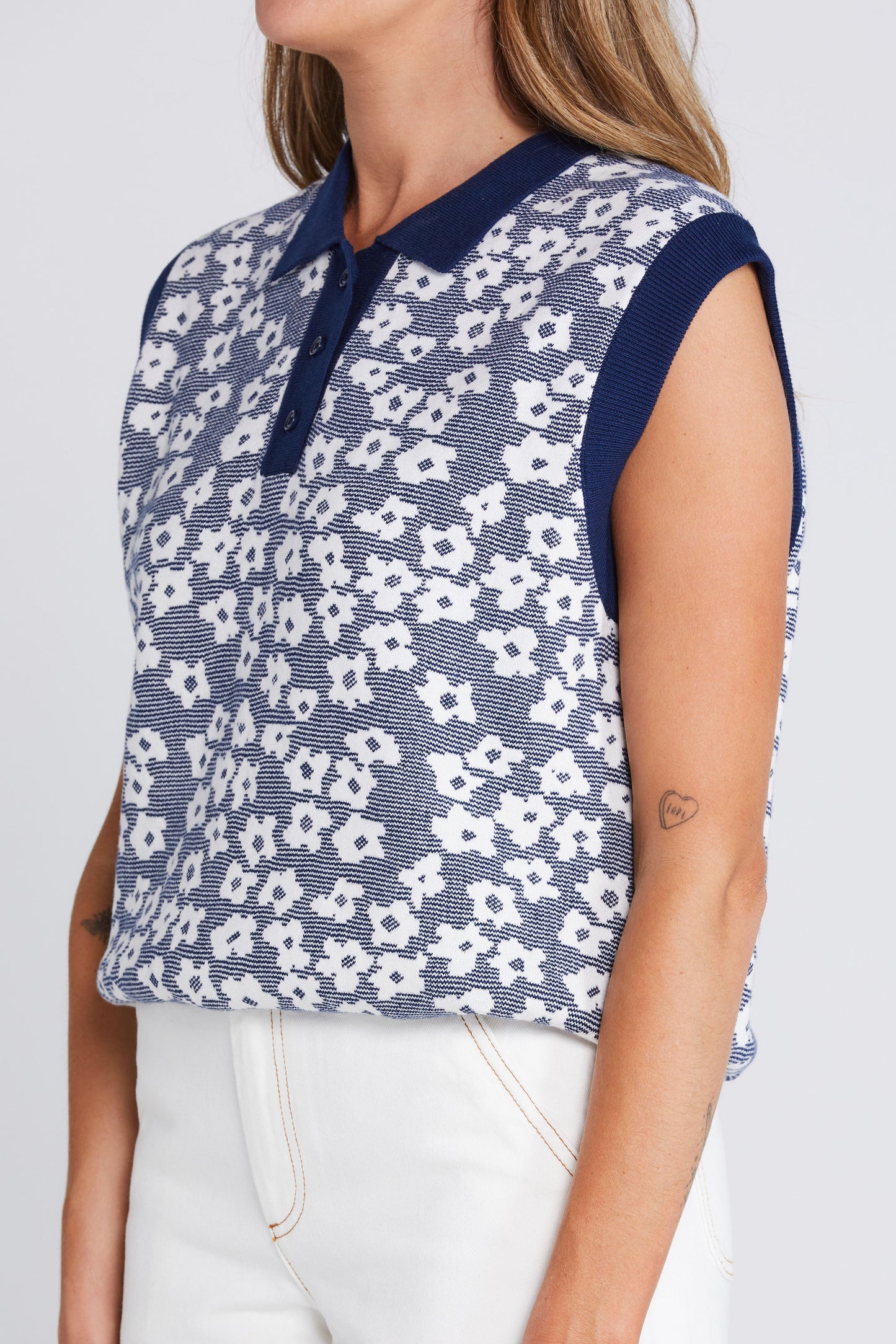 Fairway Flowers Polo Bleached Navy