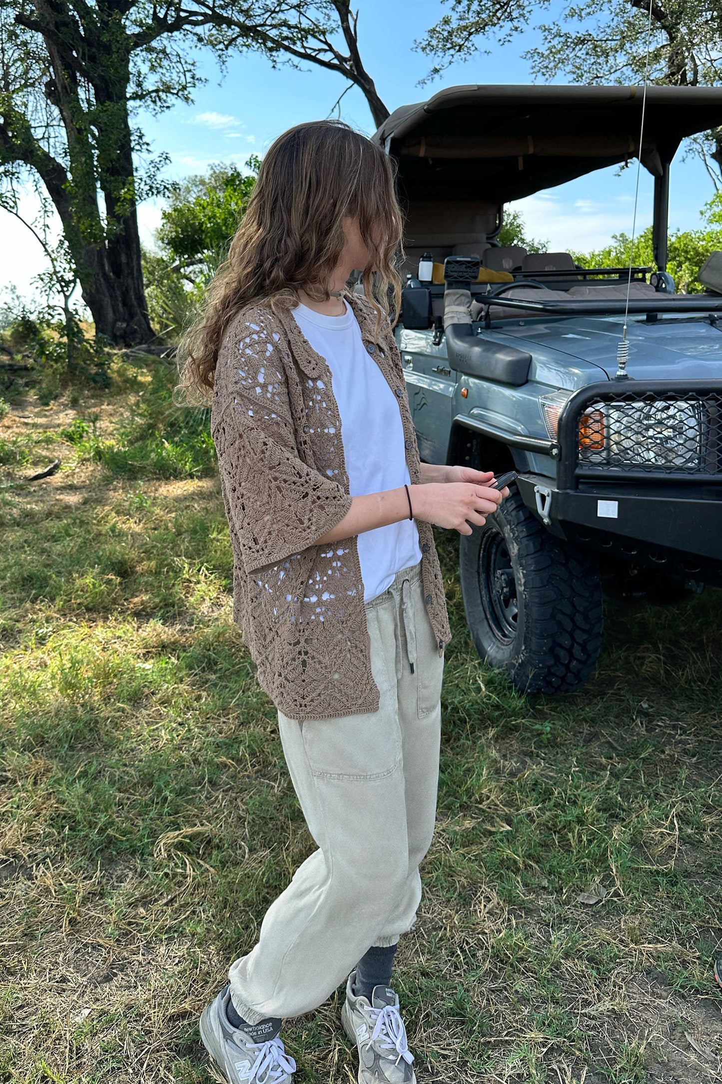 INDI + COLD SHORT SLEEVE CROCHET SHIRT