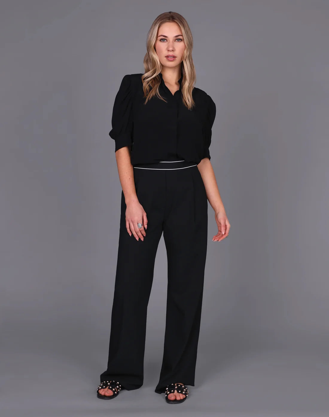 Elastic Waist Wide Leg Pant