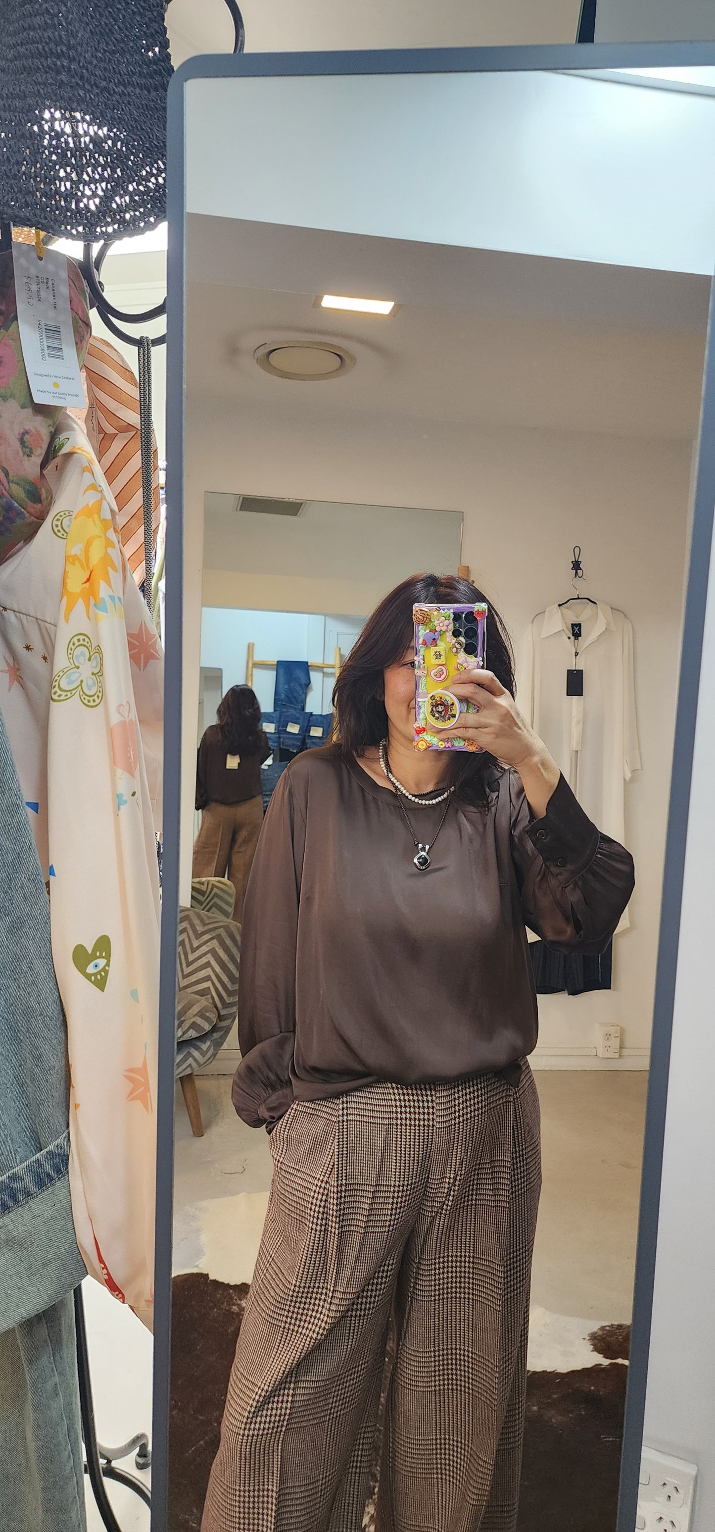 Satin Long Sleeve Blouse | Latte
