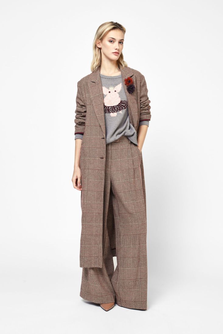 Check Houndstooth Wide Leg Pant
