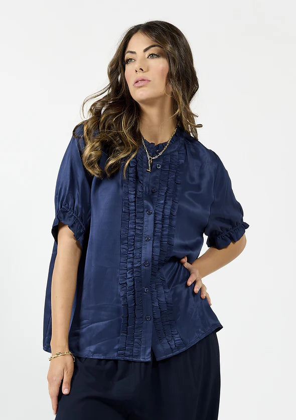 Drama Triplet Blouse - Indigo