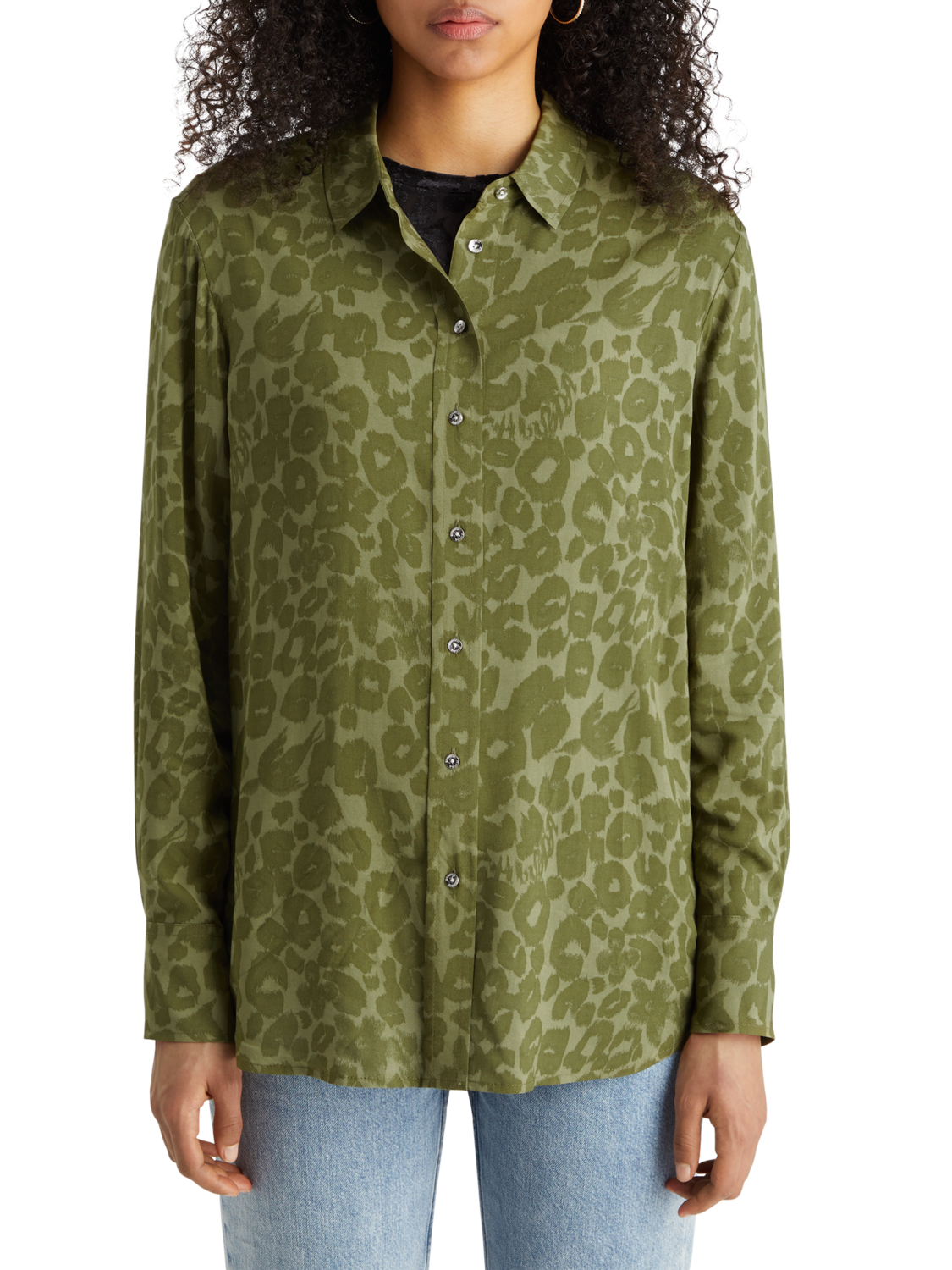 Poetry Leopard Military Viscose Printed Relaxed Fit Shirt