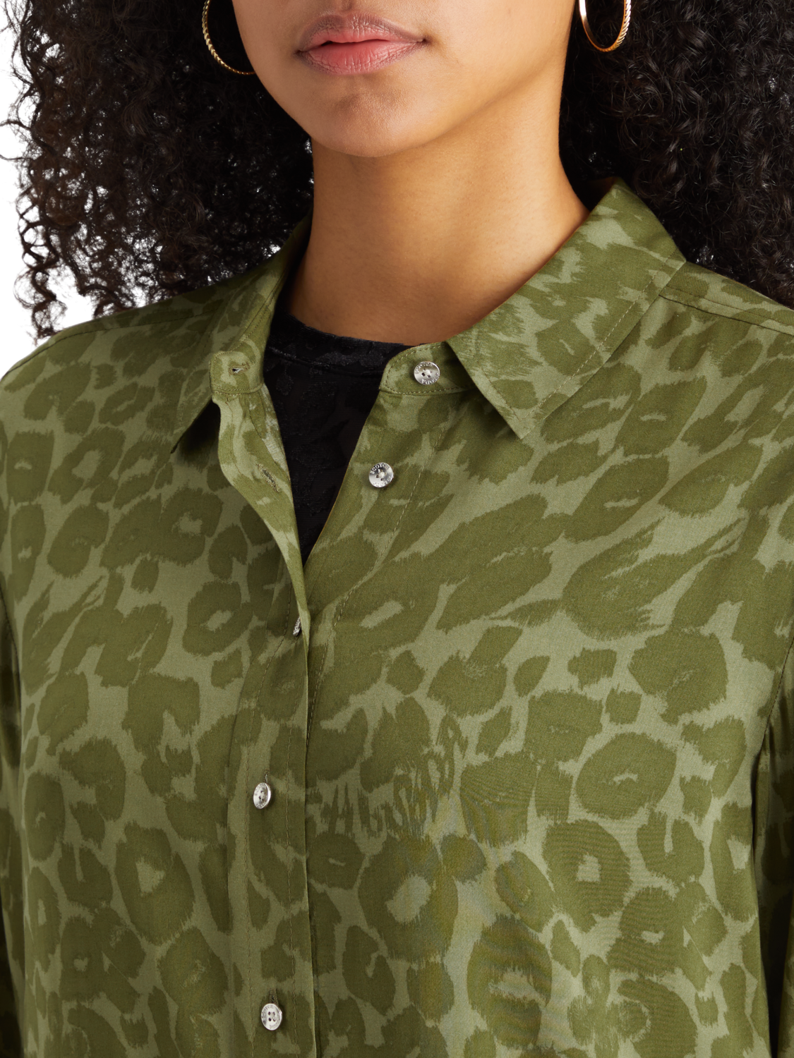 Poetry Leopard Military Viscose Printed Relaxed Fit Shirt