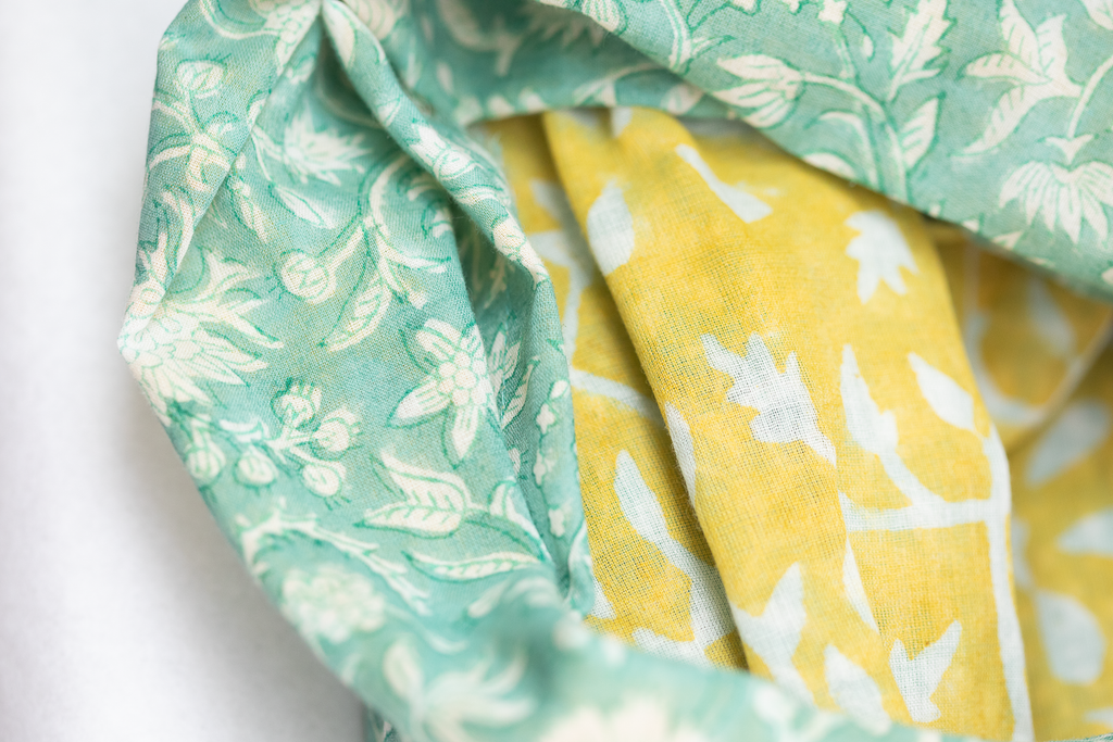 Yellow and Green Floral Scarf