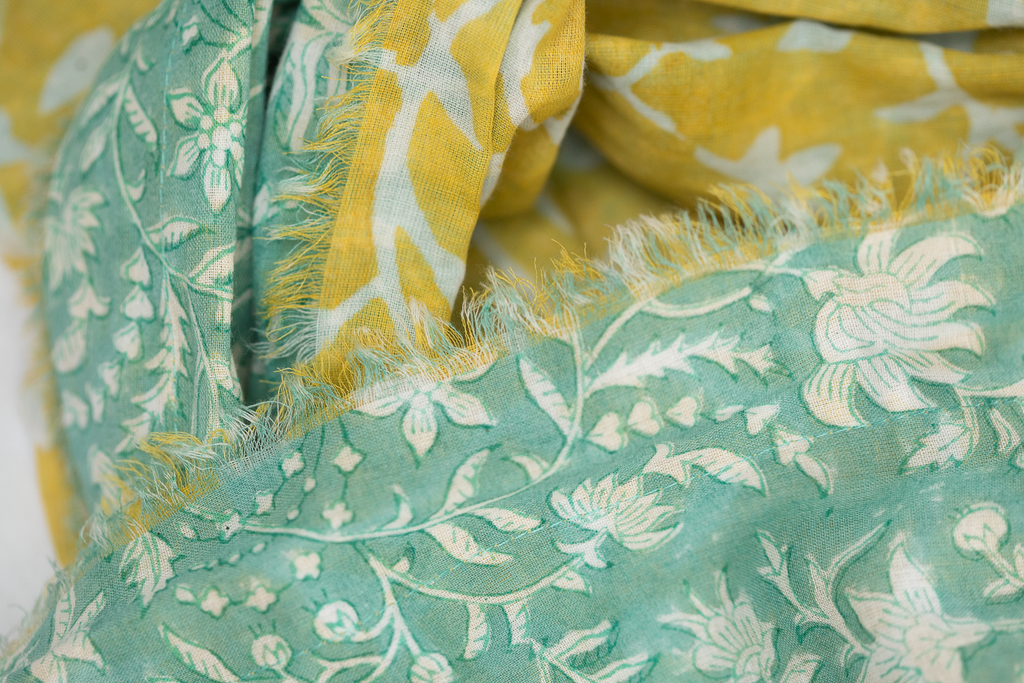 Yellow and Green Floral Scarf