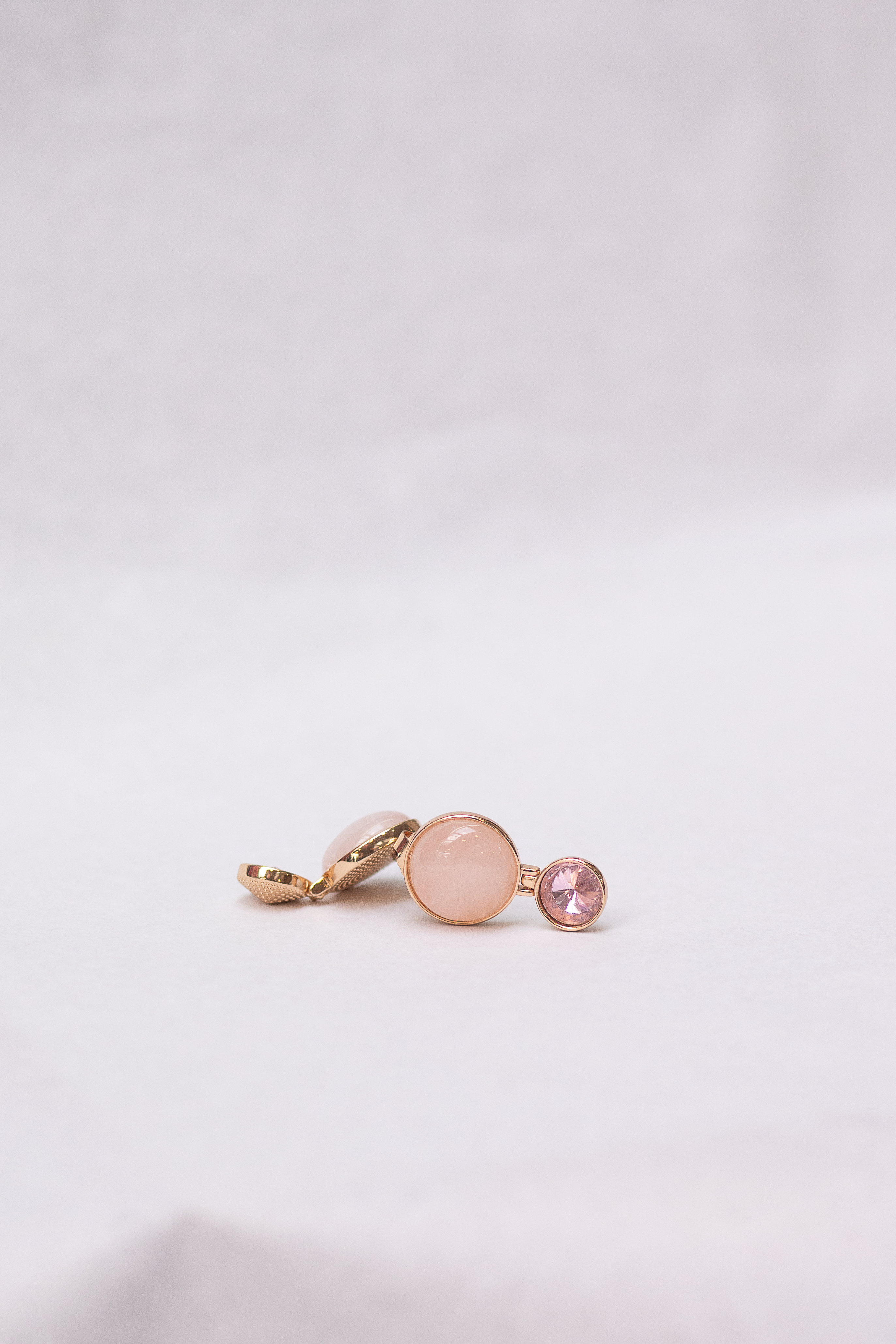 Stone Glass Mid drop Earrings (Pink/Gold)