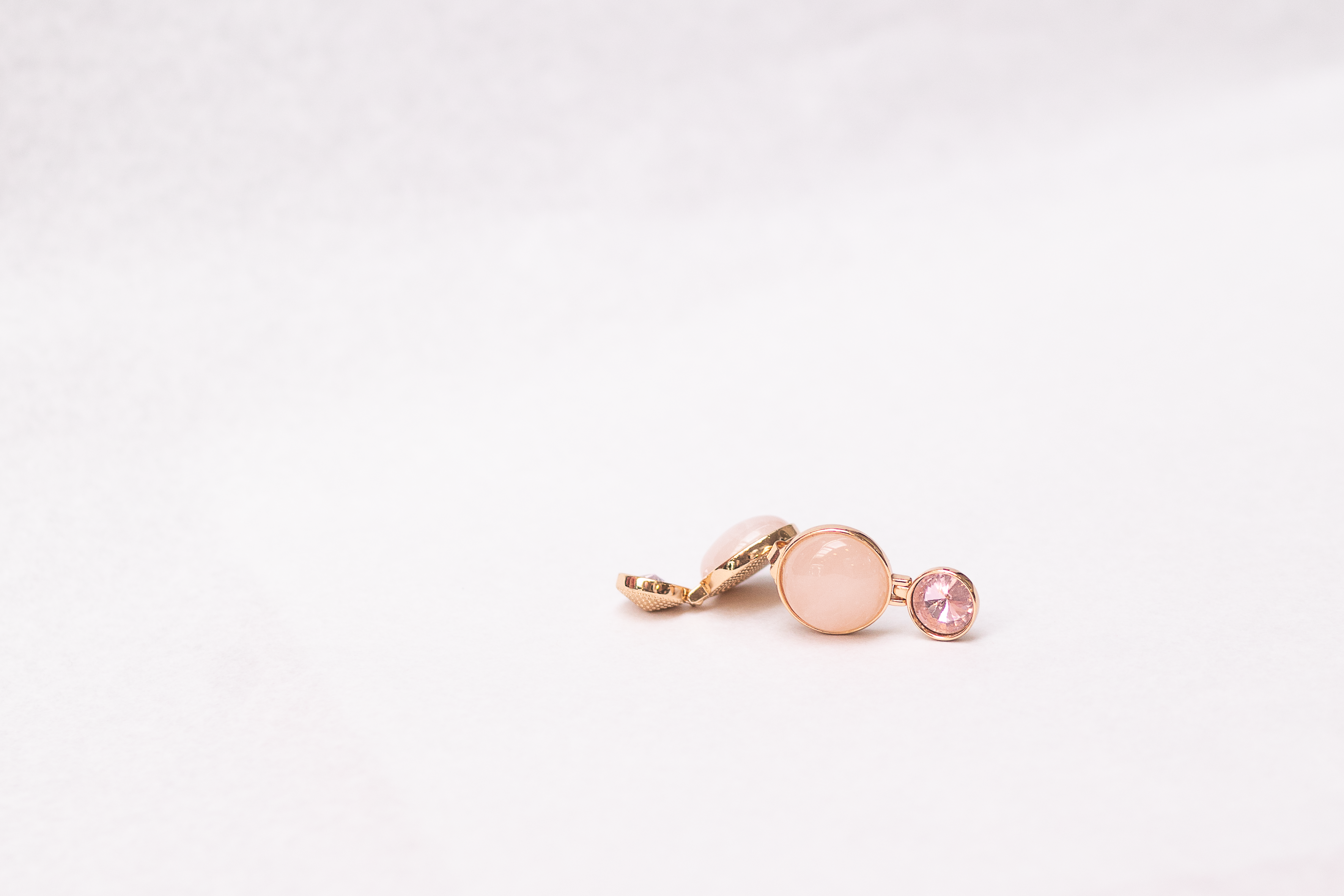 Stone Glass Mid drop Earrings (Pink/Gold)