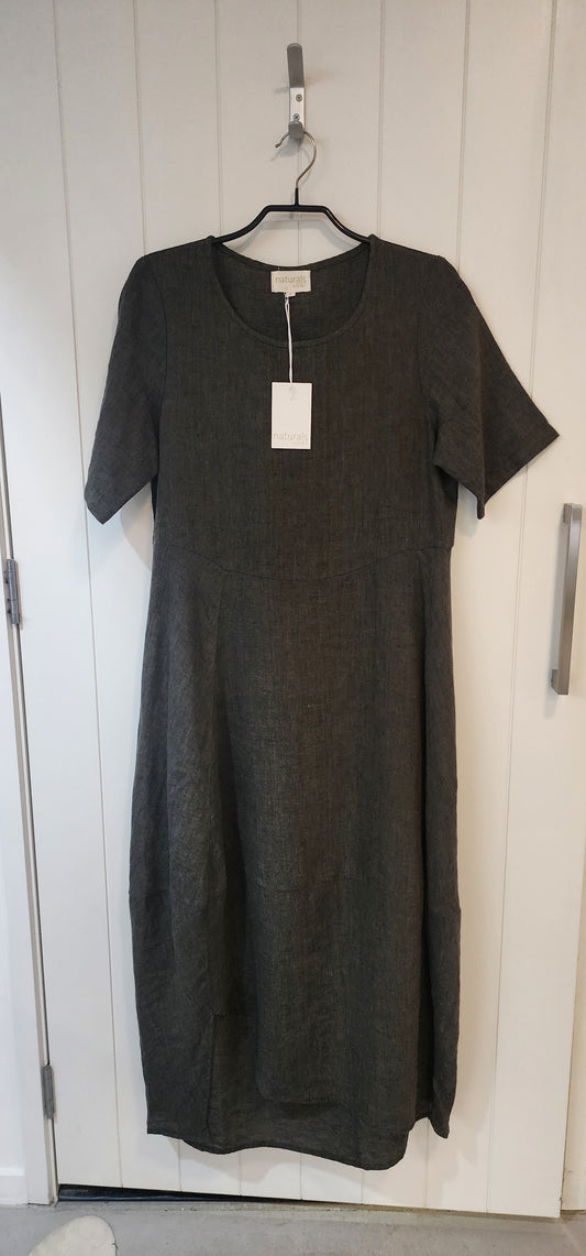 Naturals Linen Asymetric Long Dress GA44 - Licorice