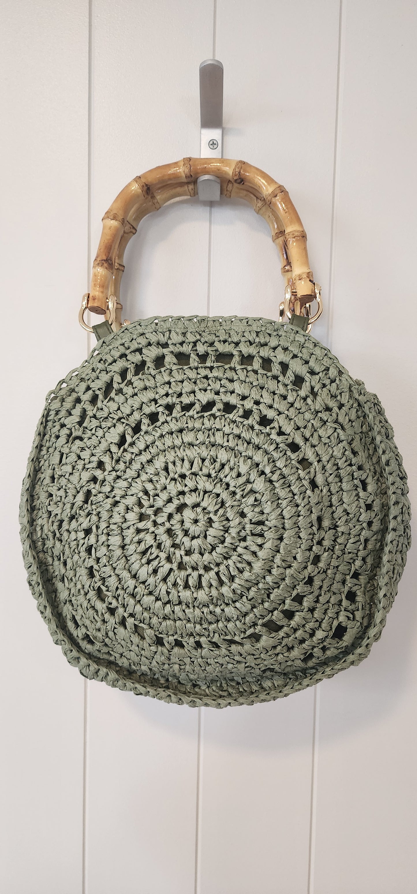 Gina Round Woven Handbag (Choc)and (Green)