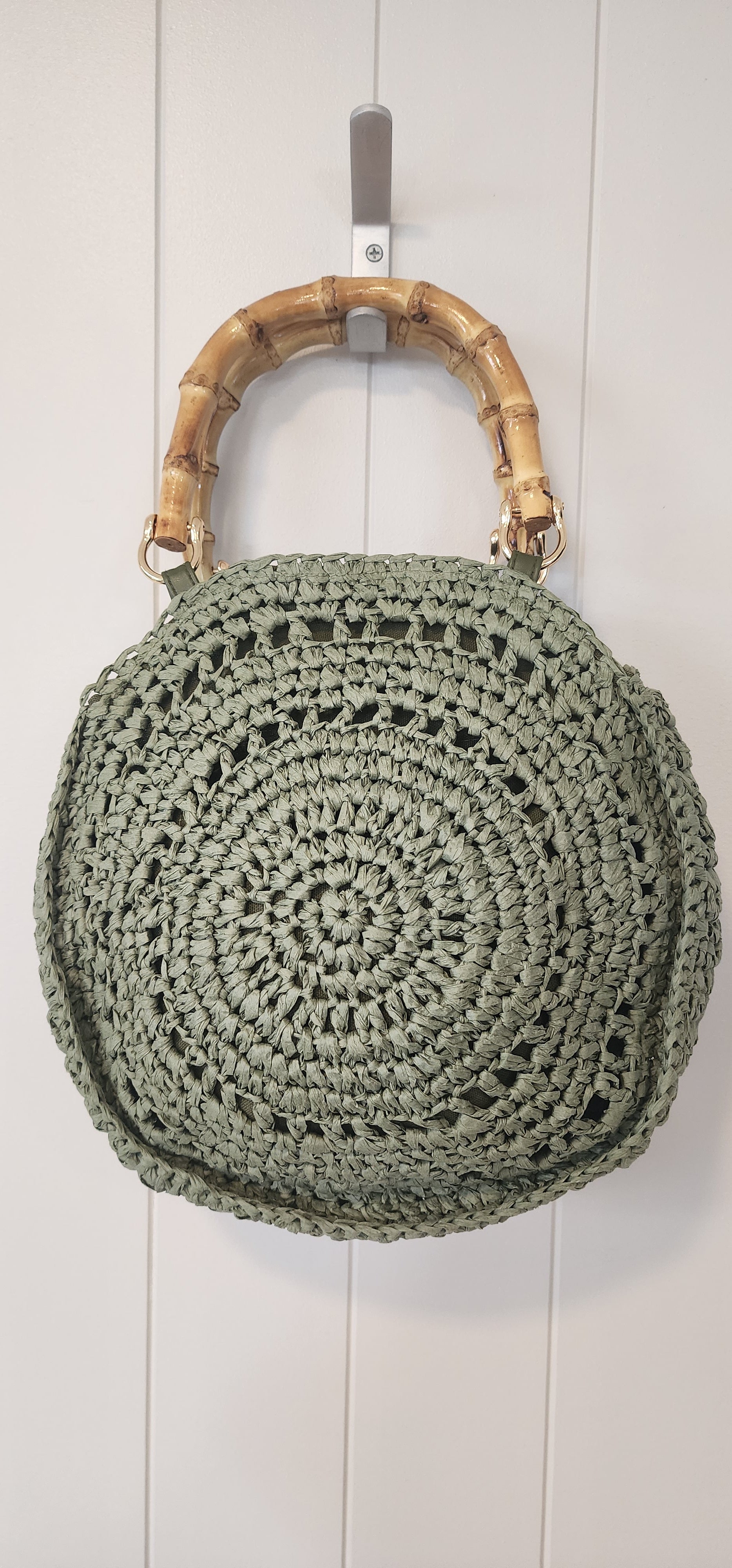 Gina Round Woven Handbag (Choc)and (Green)