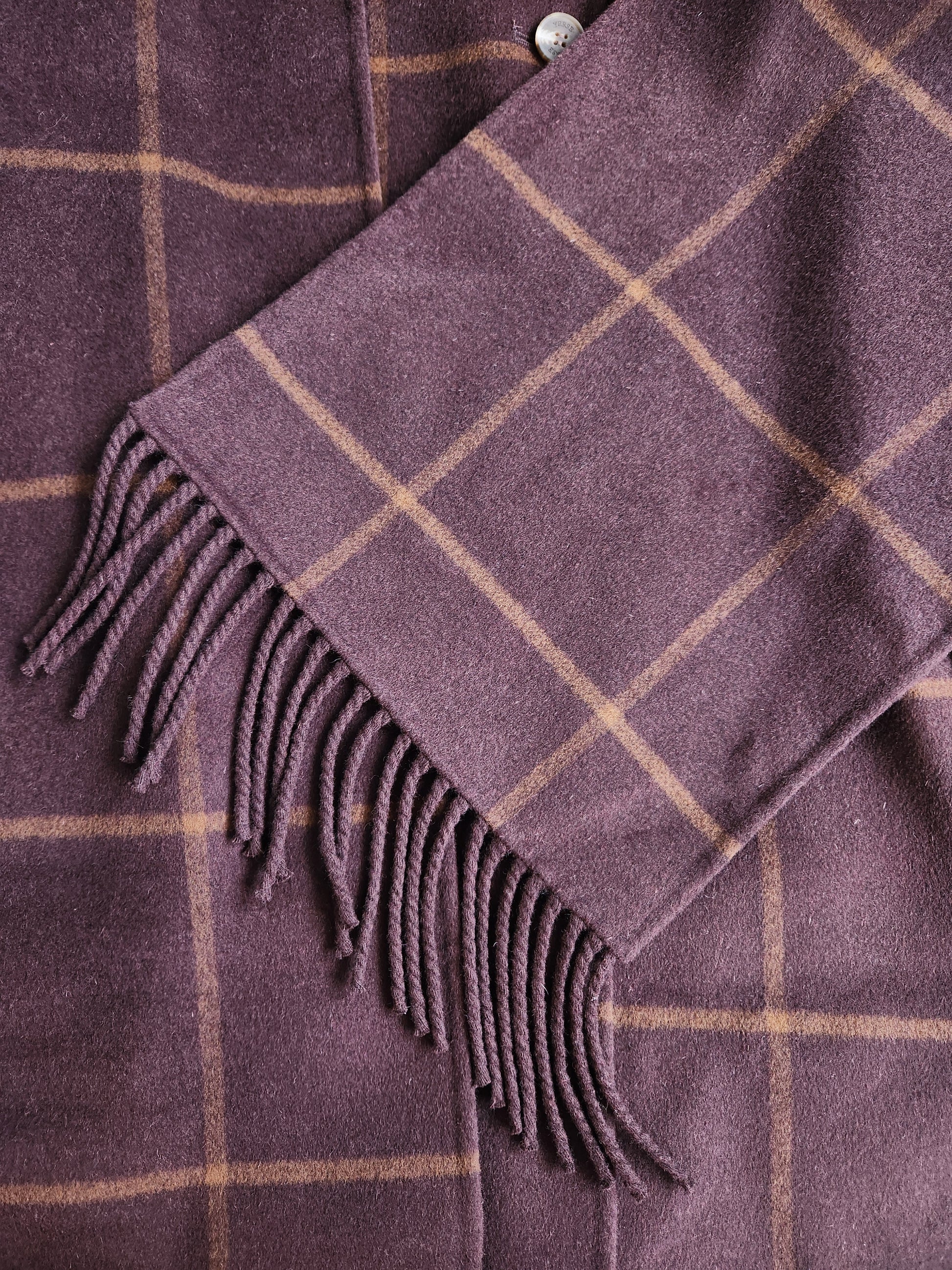 YERSE Fringed Coat with Scarf Detail
