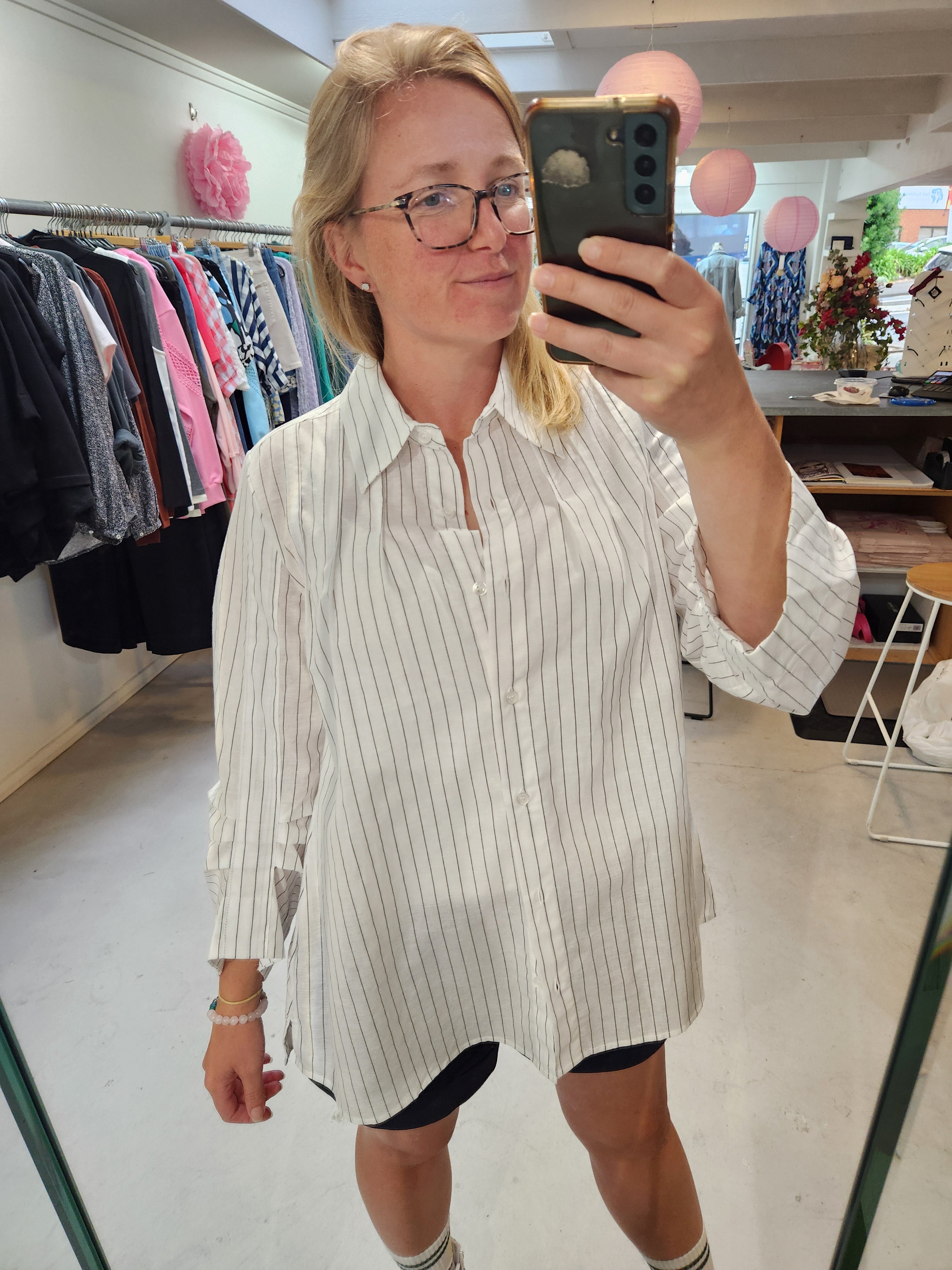 Pinstripe Pleat Shirt