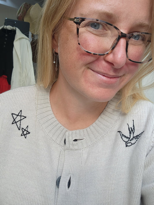 Merino Embroidered Storm Cardigan