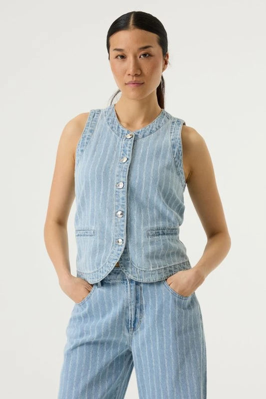 Denim Pinstripe Waistcoat