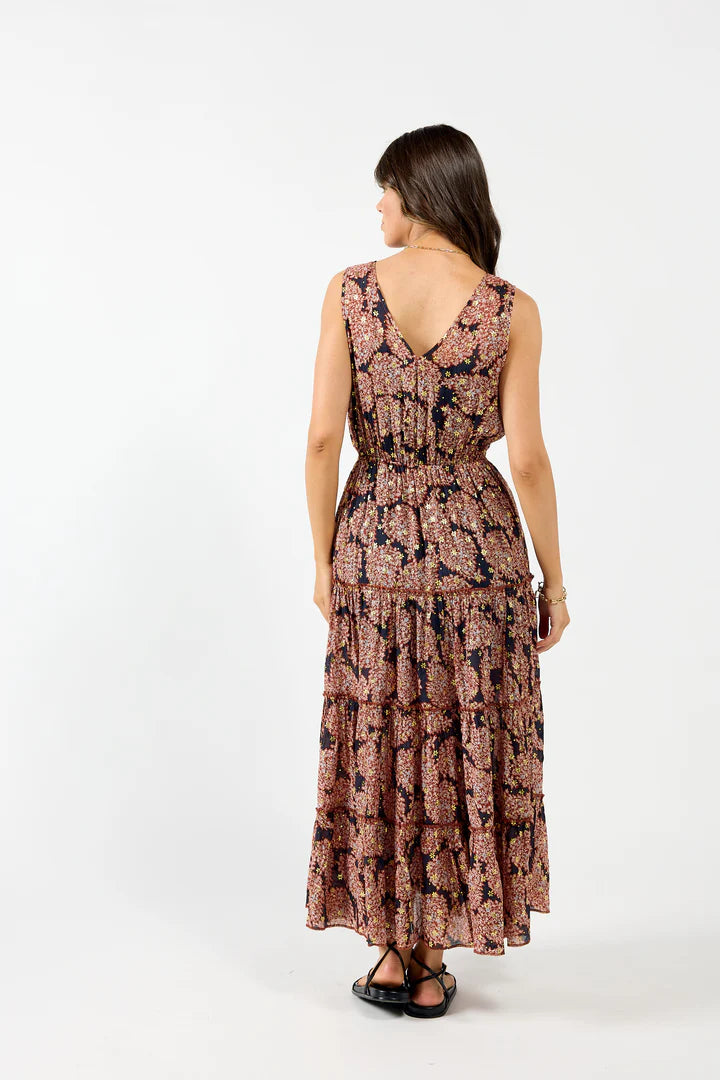 Athens Dress - Burgundy Metallic