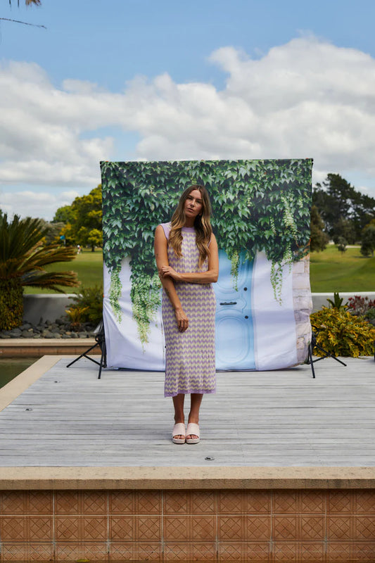 Squiggle Tank Dress Creamy Lilac