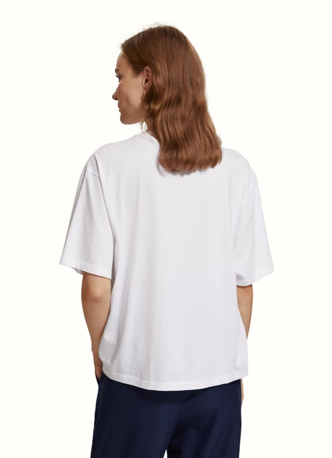 SCOTCH N SODA Loose Fit T-Shirt White GO WITH THE FLOW