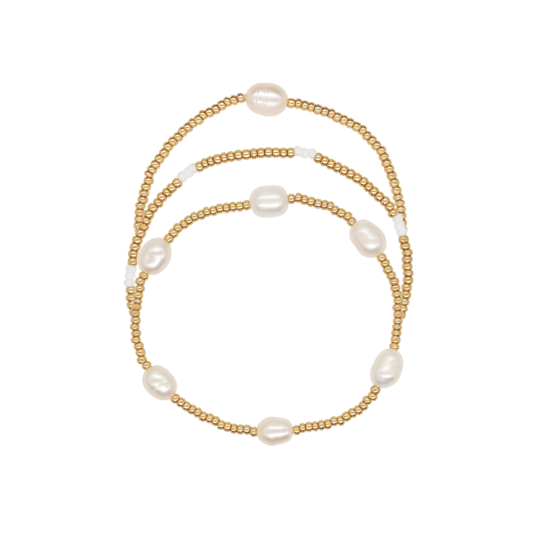 Three Stack Pearl Beaded Bracelet