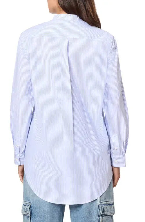 Ruffle placket oversize button-up shirt