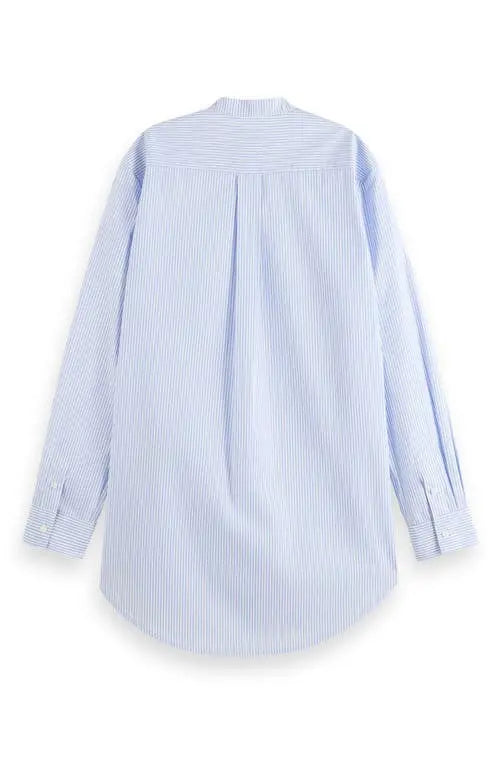 Ruffle placket oversize button-up shirt