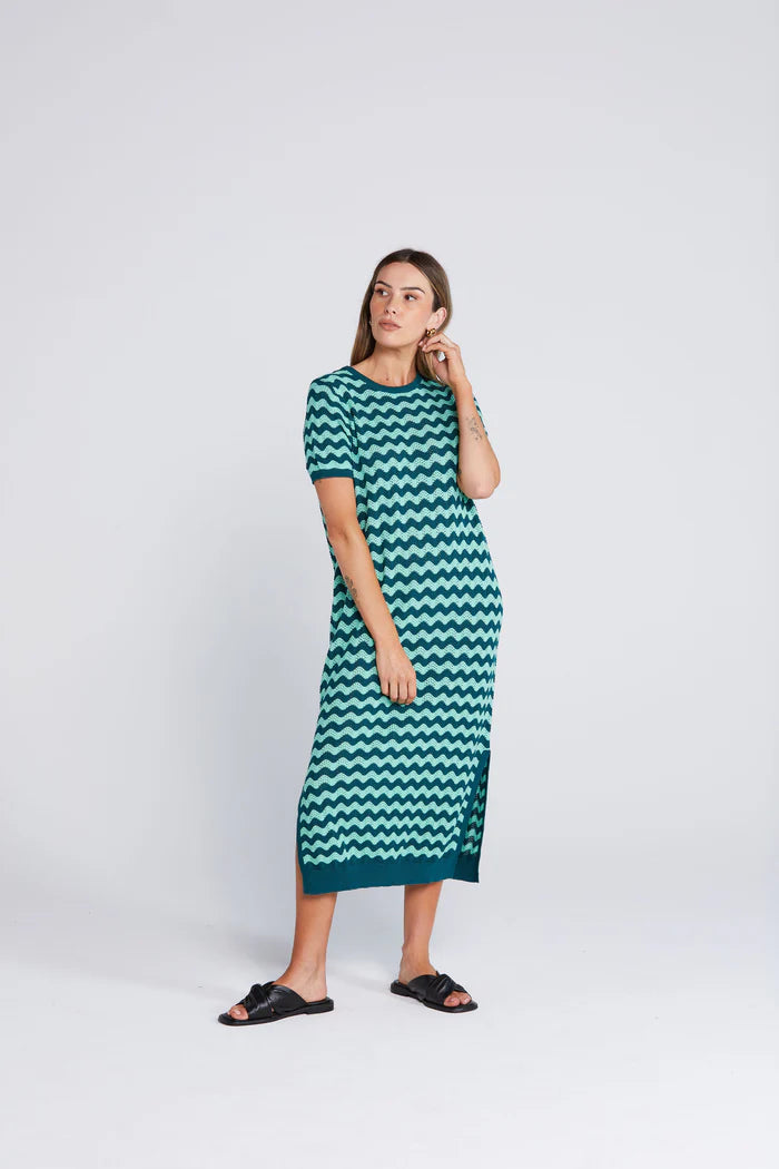 Squiggle Dress Sage & Cypress