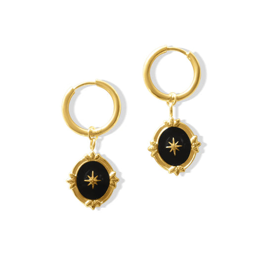 Fabuleux Vous Steel Me Boho Black Star Earrings