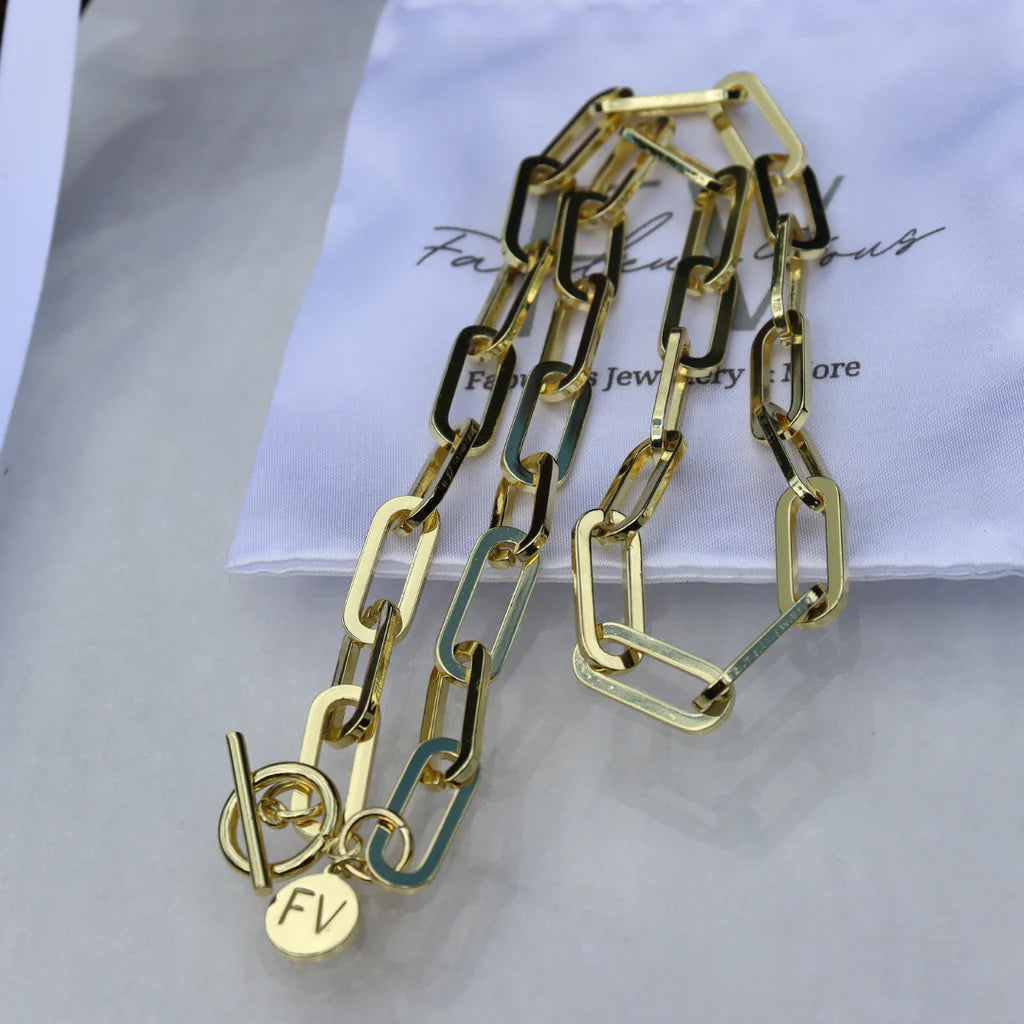 STEEL ME WIDE LINK PAPERCLIP CHAIN NECKLACE