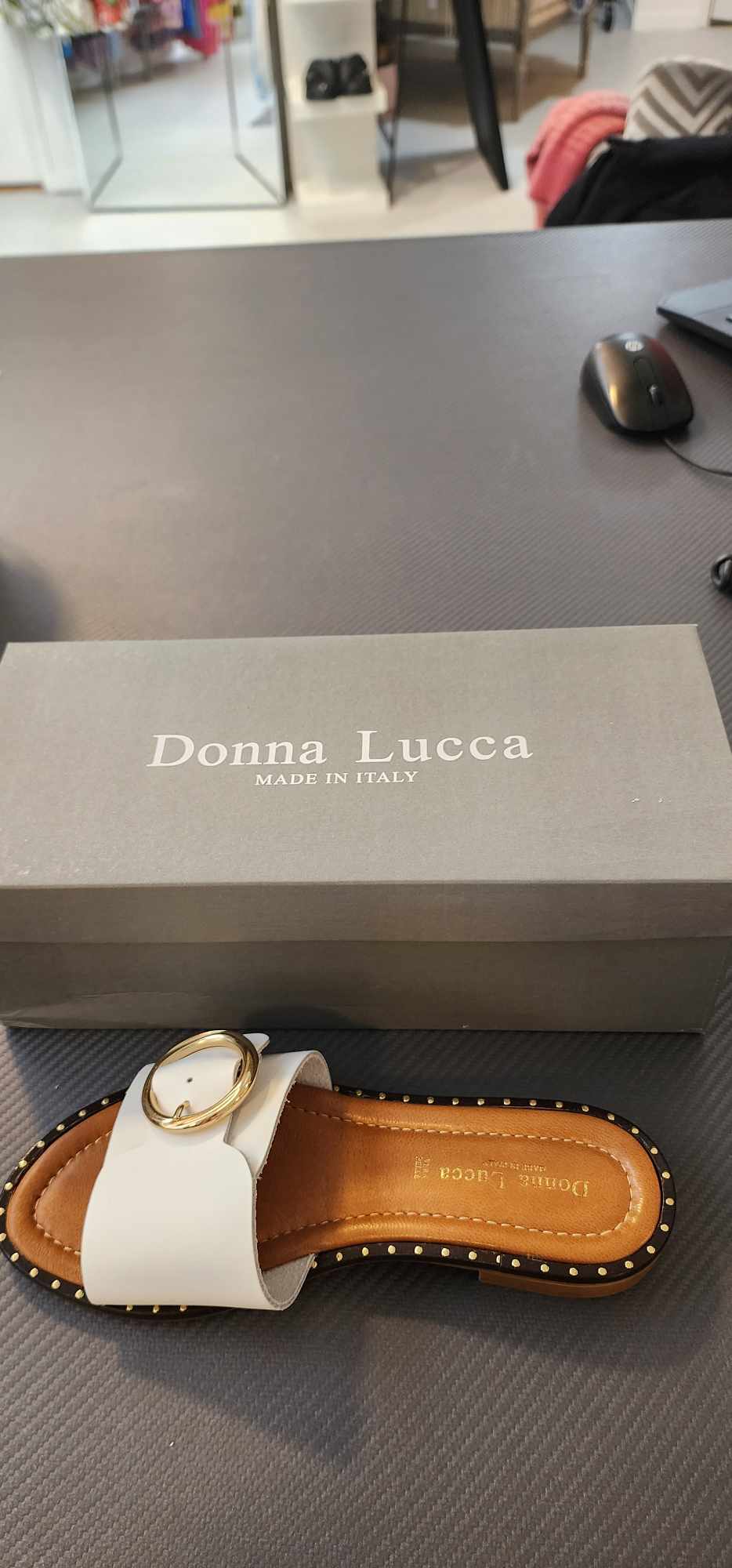 Donna Lucca White leather Slide