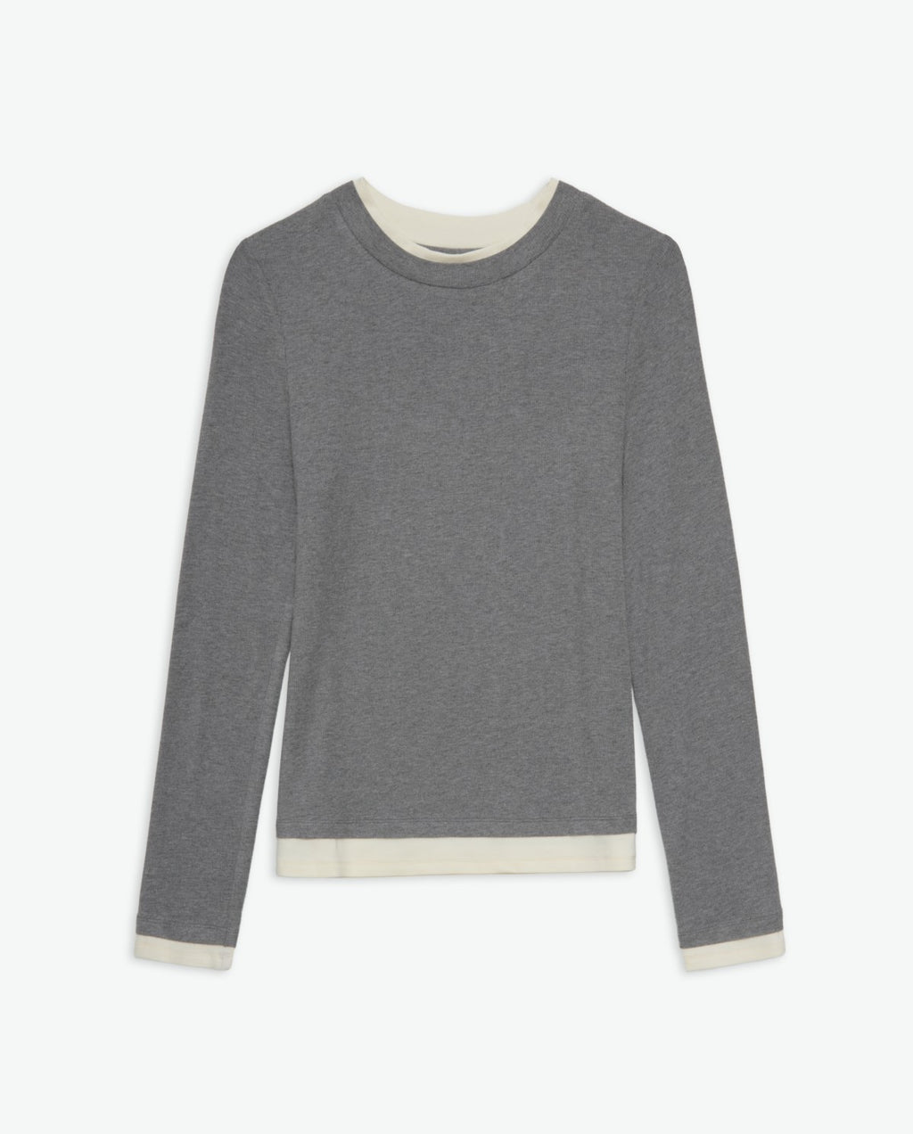 Grey T-shirt with Overlay Neck