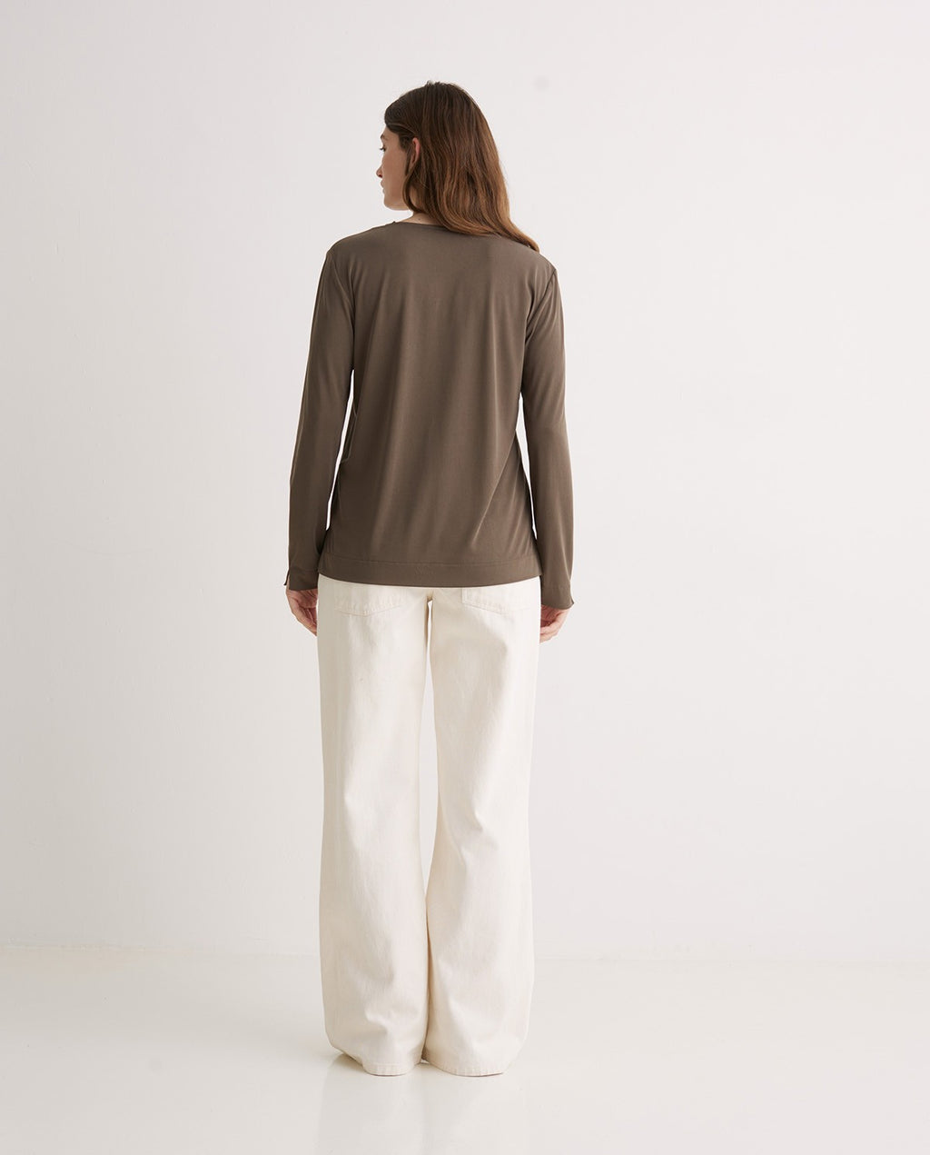 YERSE Long Sleeve Modal T-shirt Khaki