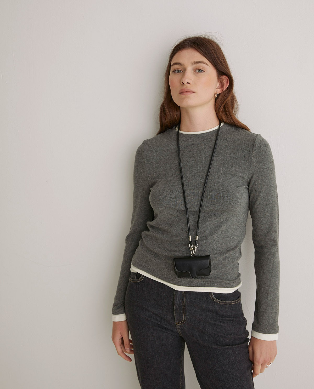 YERSE Grey T-shirt with Overlay Neck