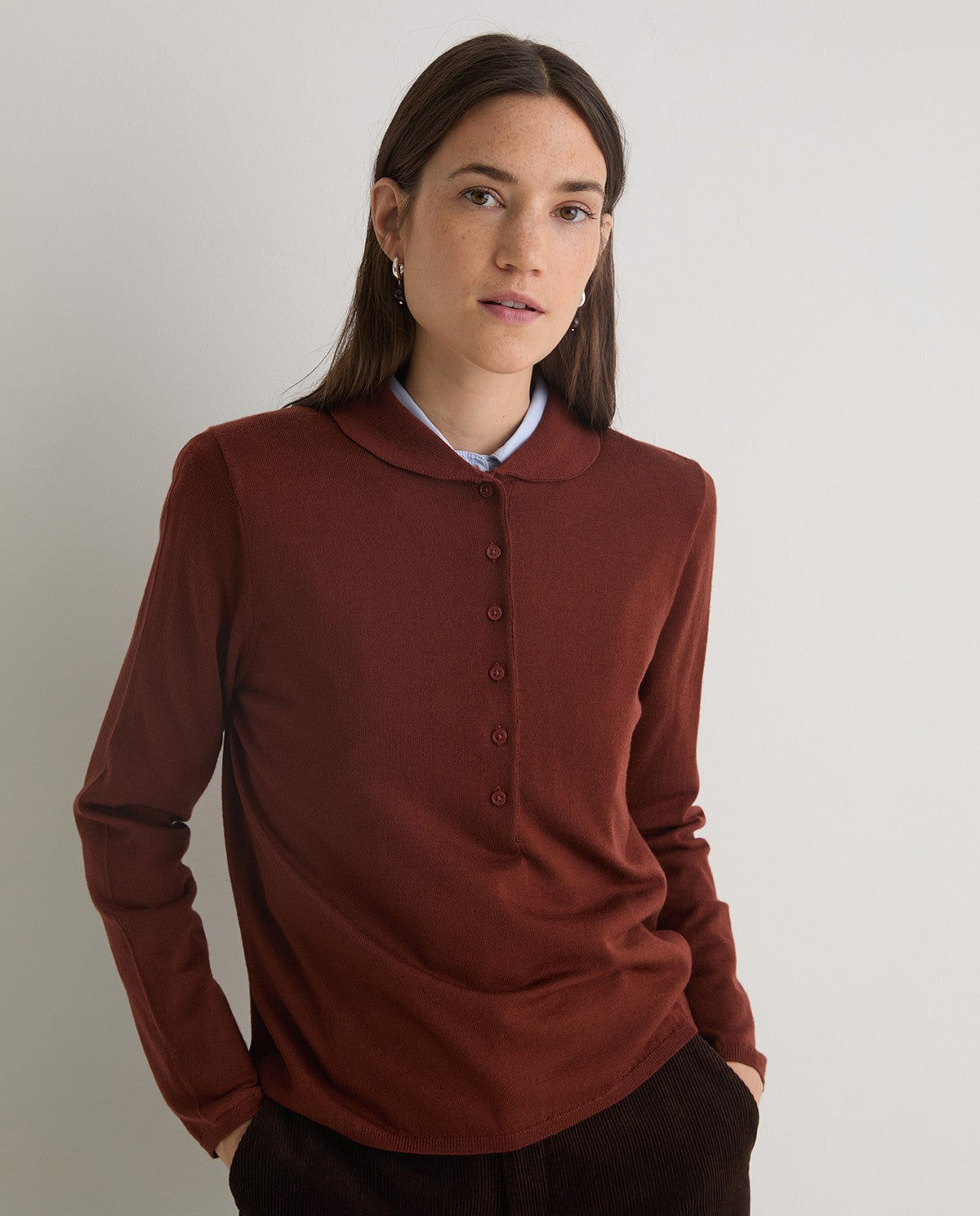 YERSE Terracotta Merino-Wool Wide Sweater