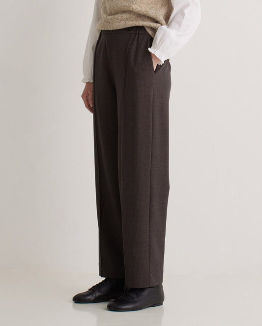 YERSE Brown Houndstooth Suit Trousers