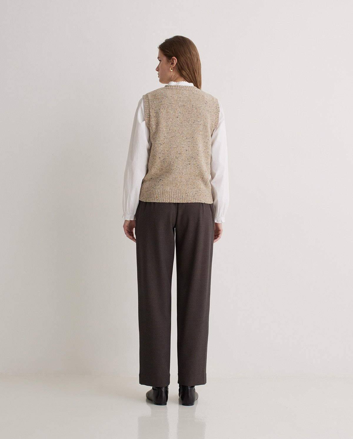 YERSE Brown Houndstooth Suit Trousers