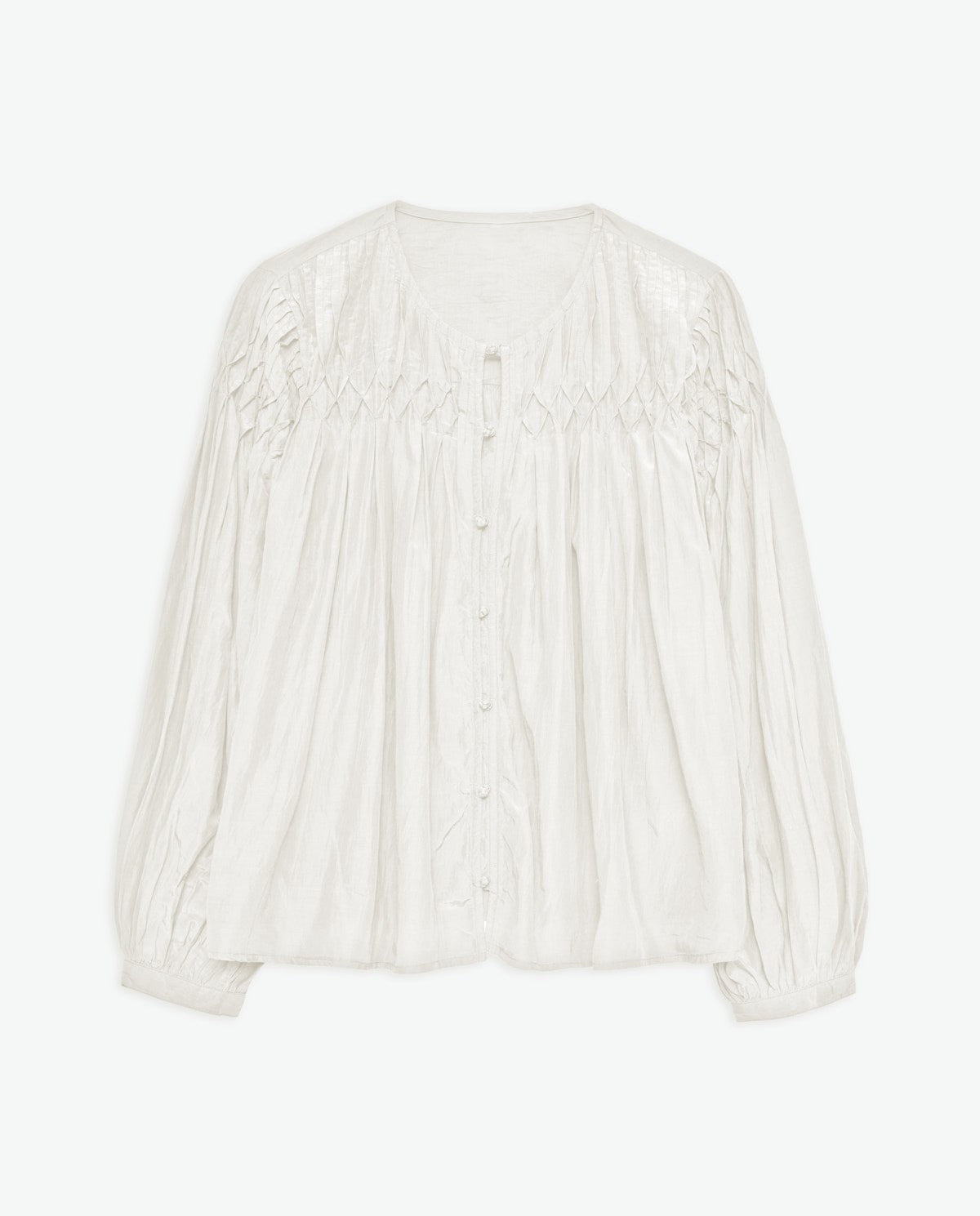YERSE Ecru Cotton Pleated Blouse