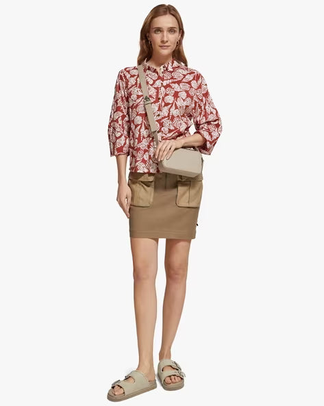 Printed Balloon Sleeves Shirt