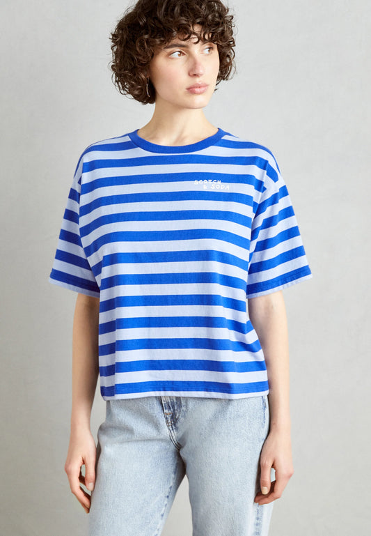 Scotch & Soda Women's Striped Cropped T-Shirt