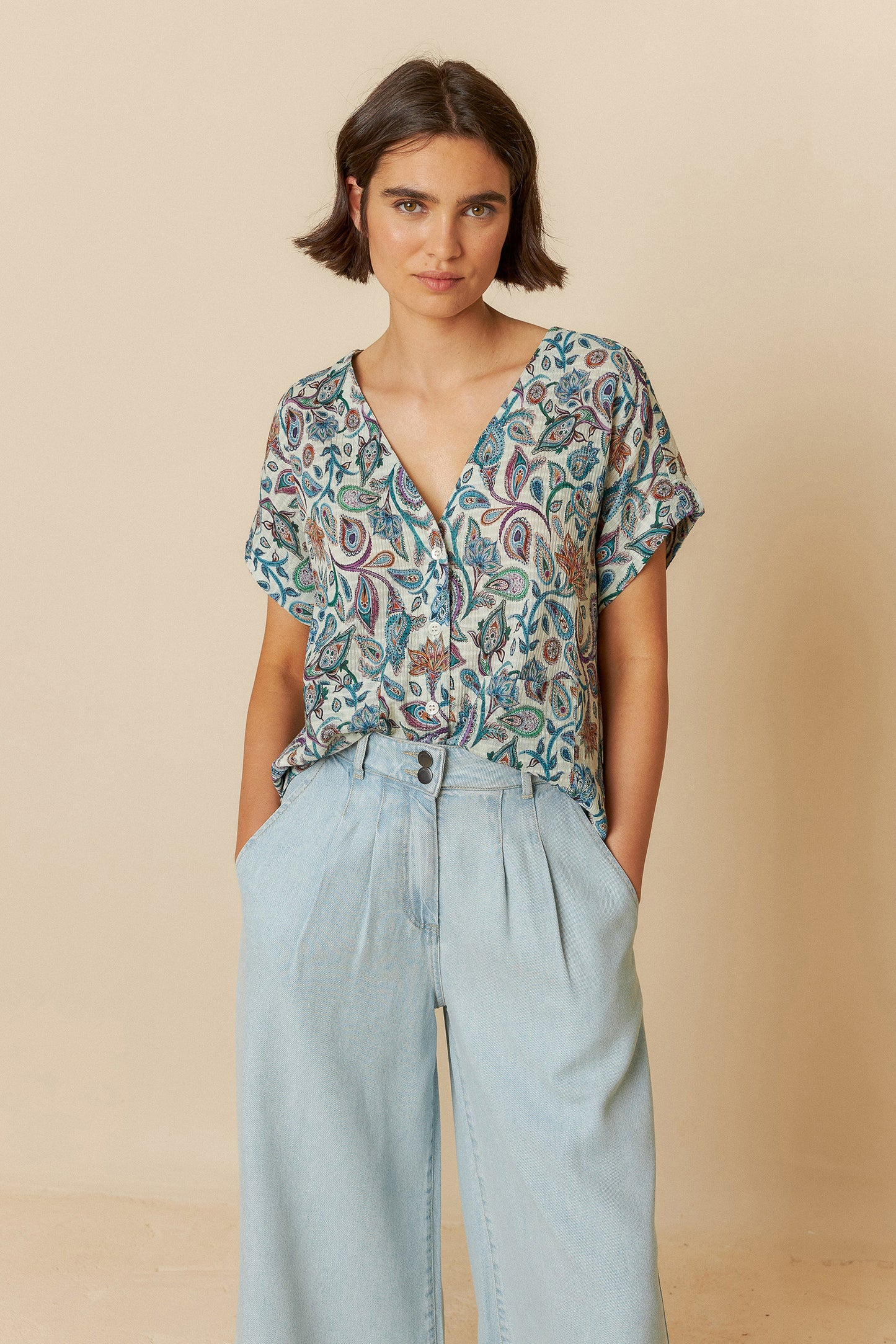 PAISLEY CROP SHIRT