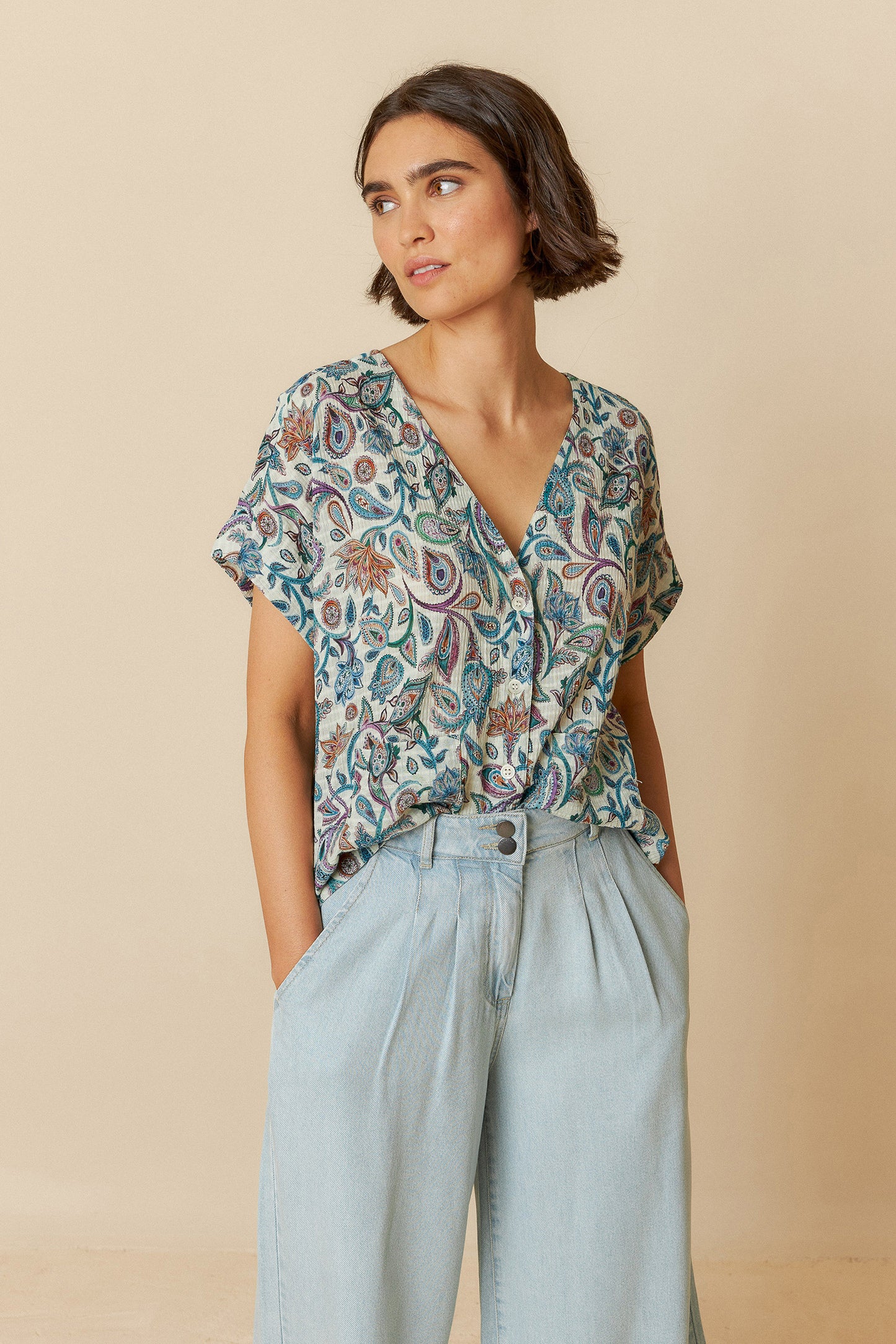 PAISLEY CROP SHIRT