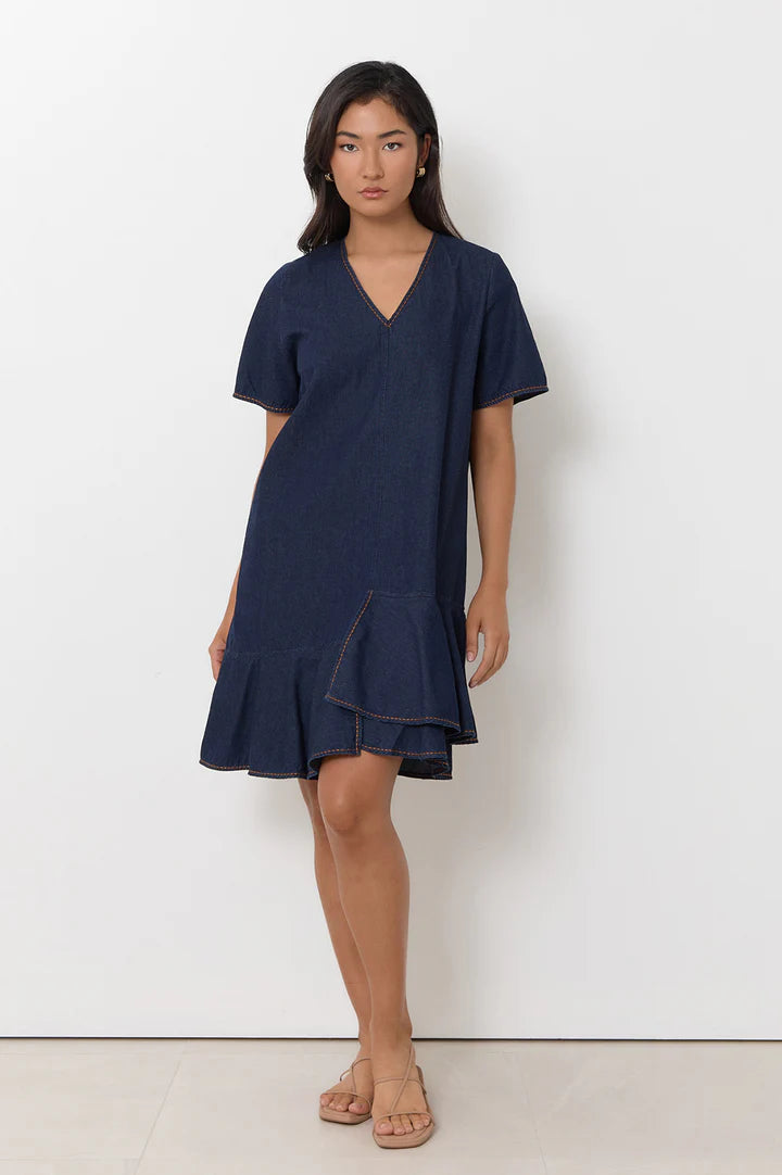 Bianca Asymmetric Lightweight Denim Dress