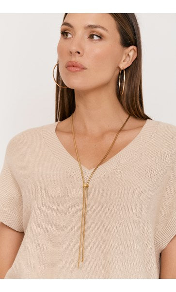 Snake Chain Bolo Necklace (Gold)