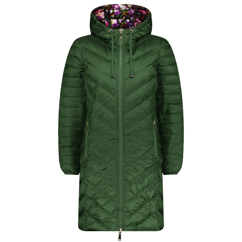 Arnie Women's 90/10 Reversible Down Coat - Cypress/Purple Fleur