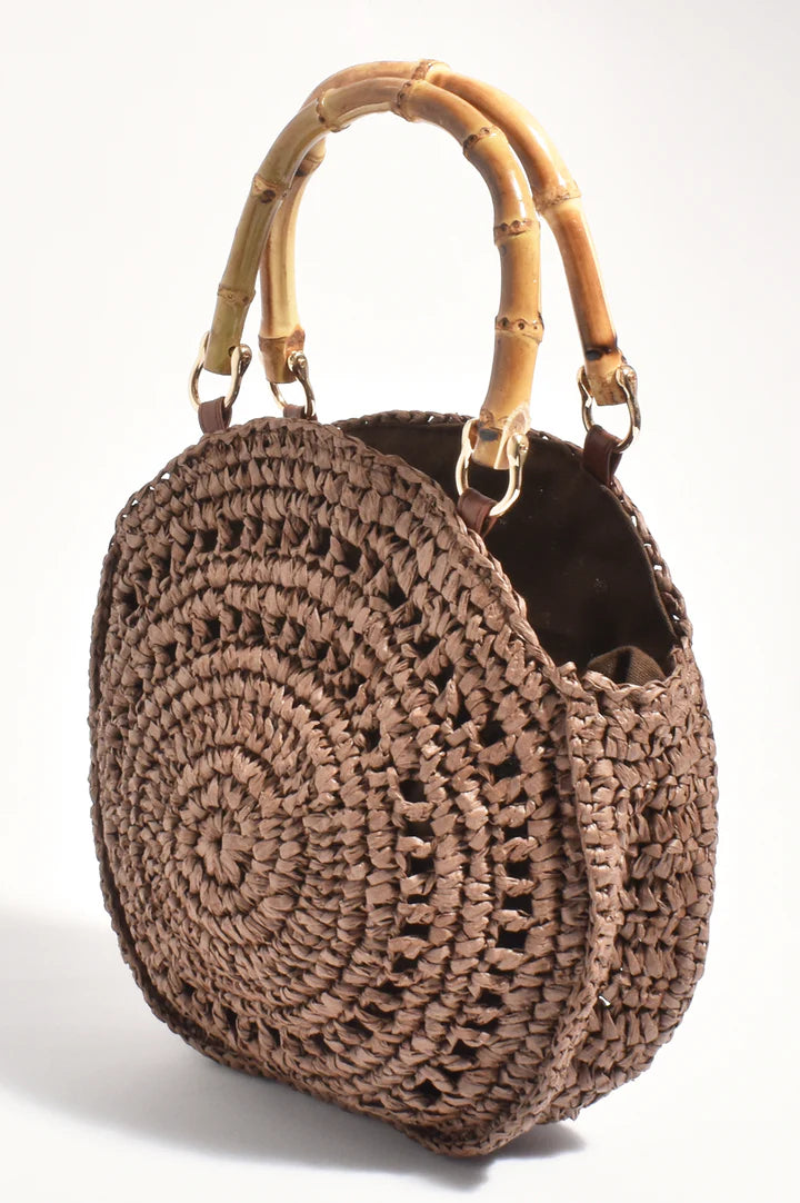 Gina Round Woven Handbag (Choc)and (Green)