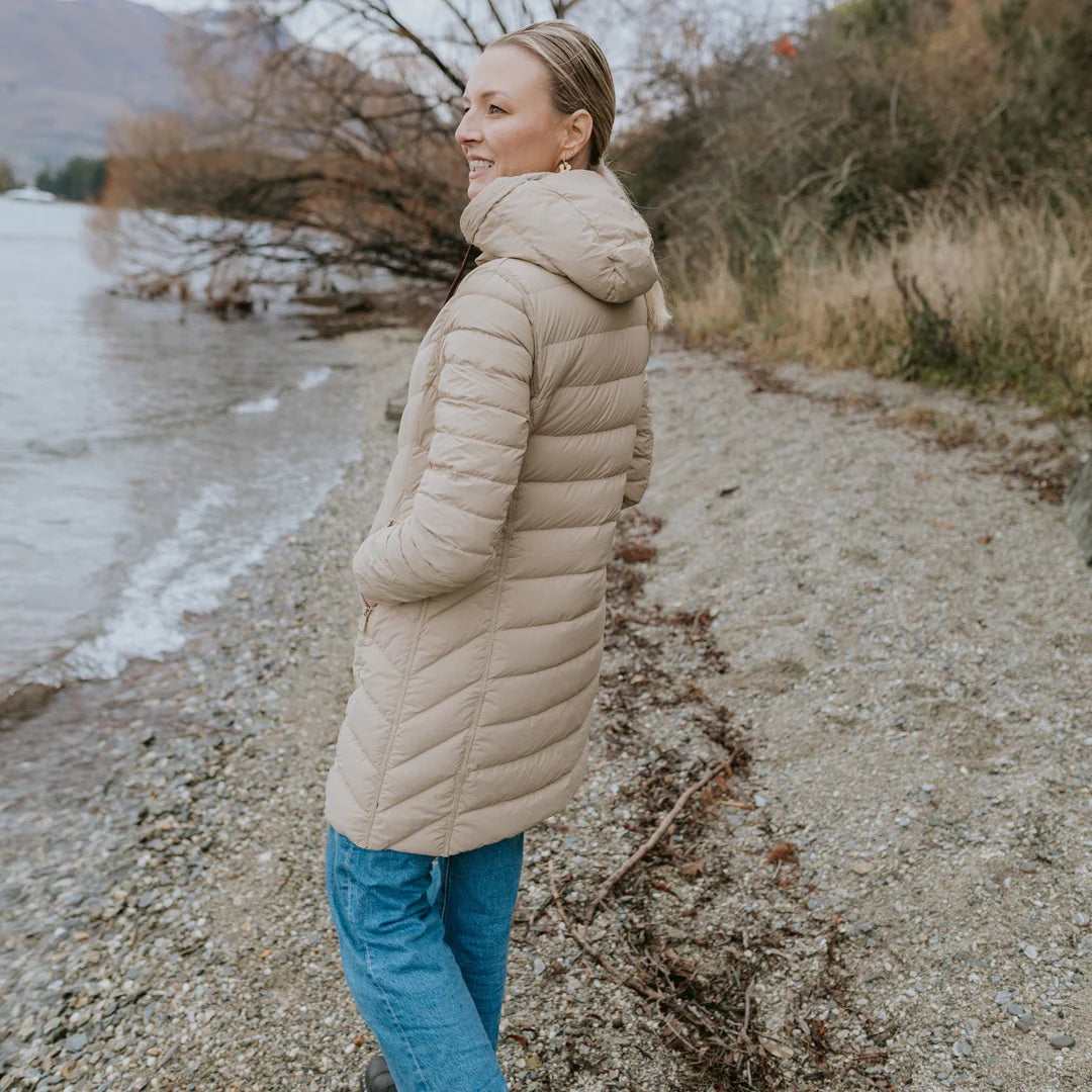 Moke Arnie Reversible Puffer Down Coat Chocolate Palomino